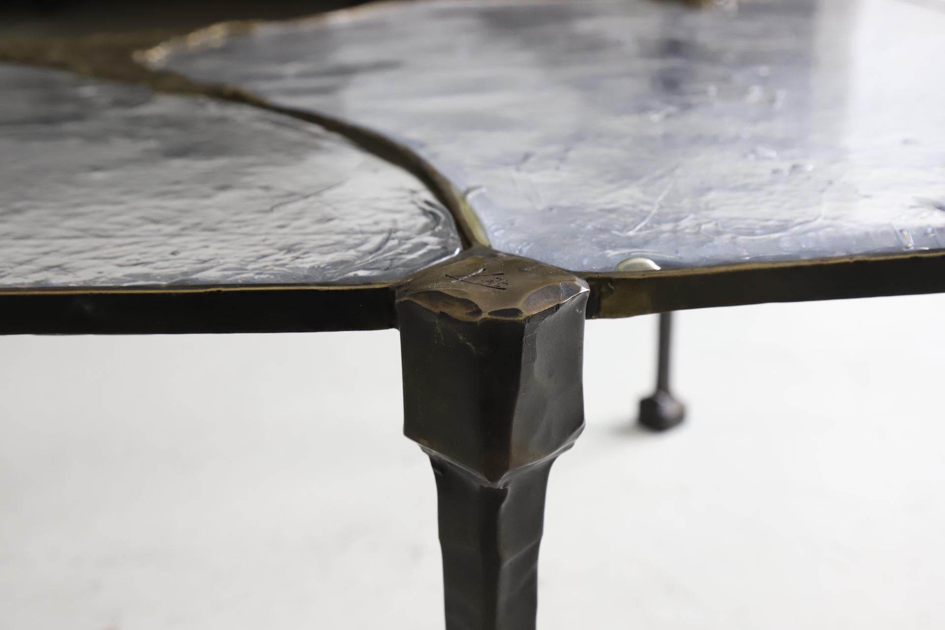 Großer monumentaler Couchtisch aus geschmiedeter Bronze von Lothar Klute, 1986 (Geschmiedet) im Angebot