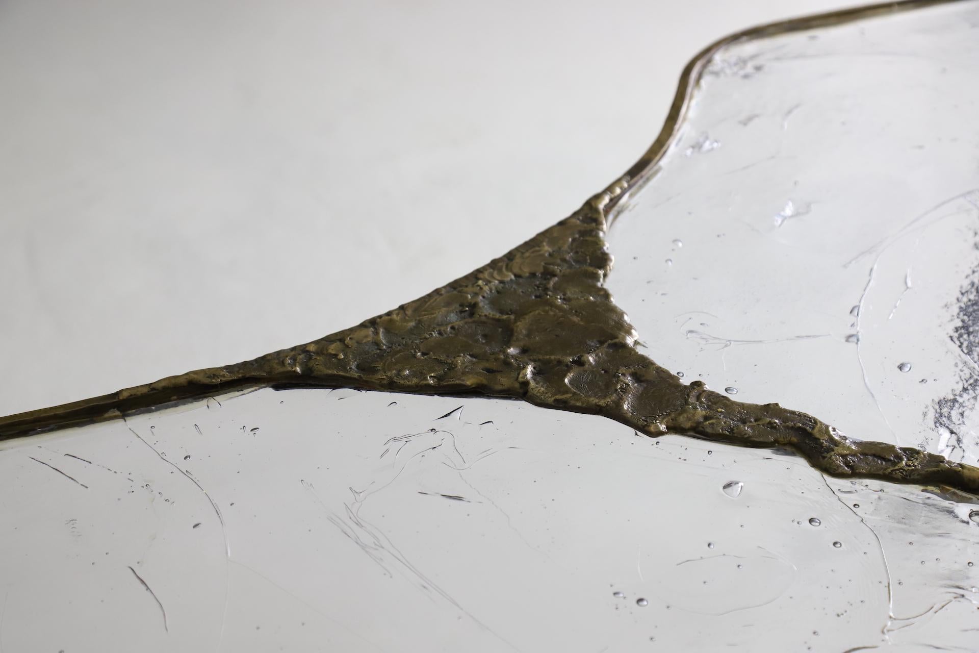 Großer monumentaler Couchtisch aus geschmiedeter Bronze von Lothar Klute, 1986 (Ende des 20. Jahrhunderts) im Angebot