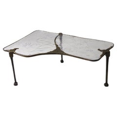Large monumental coffee table in forged bronze by Lothar Klute, 1986