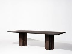 Large Monumental Dark Brown Oak Table - Brut by Mokko