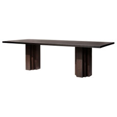 Large Monumental Dark Brown Oak Table - Brut by Mokko