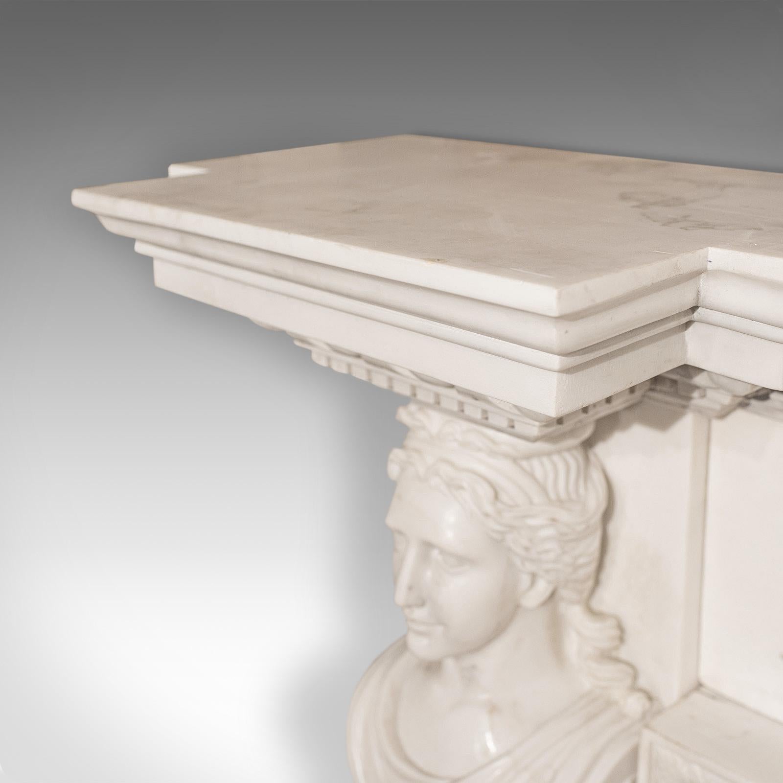 20th Century Large Monumental Fireplace, English, Marble, Fire Surround, Neoclassical Taste For Sale