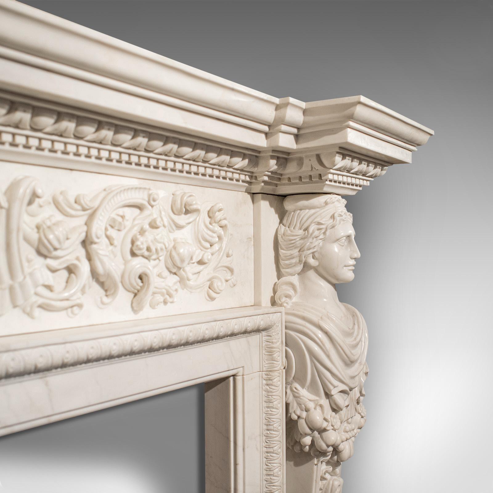 Large Monumental Fireplace, English, Marble, Fire Surround, Neoclassical Taste For Sale 1