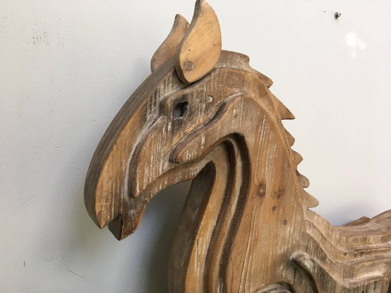 Large Monumental Modernist Sculptural Wood Horse Statue ...