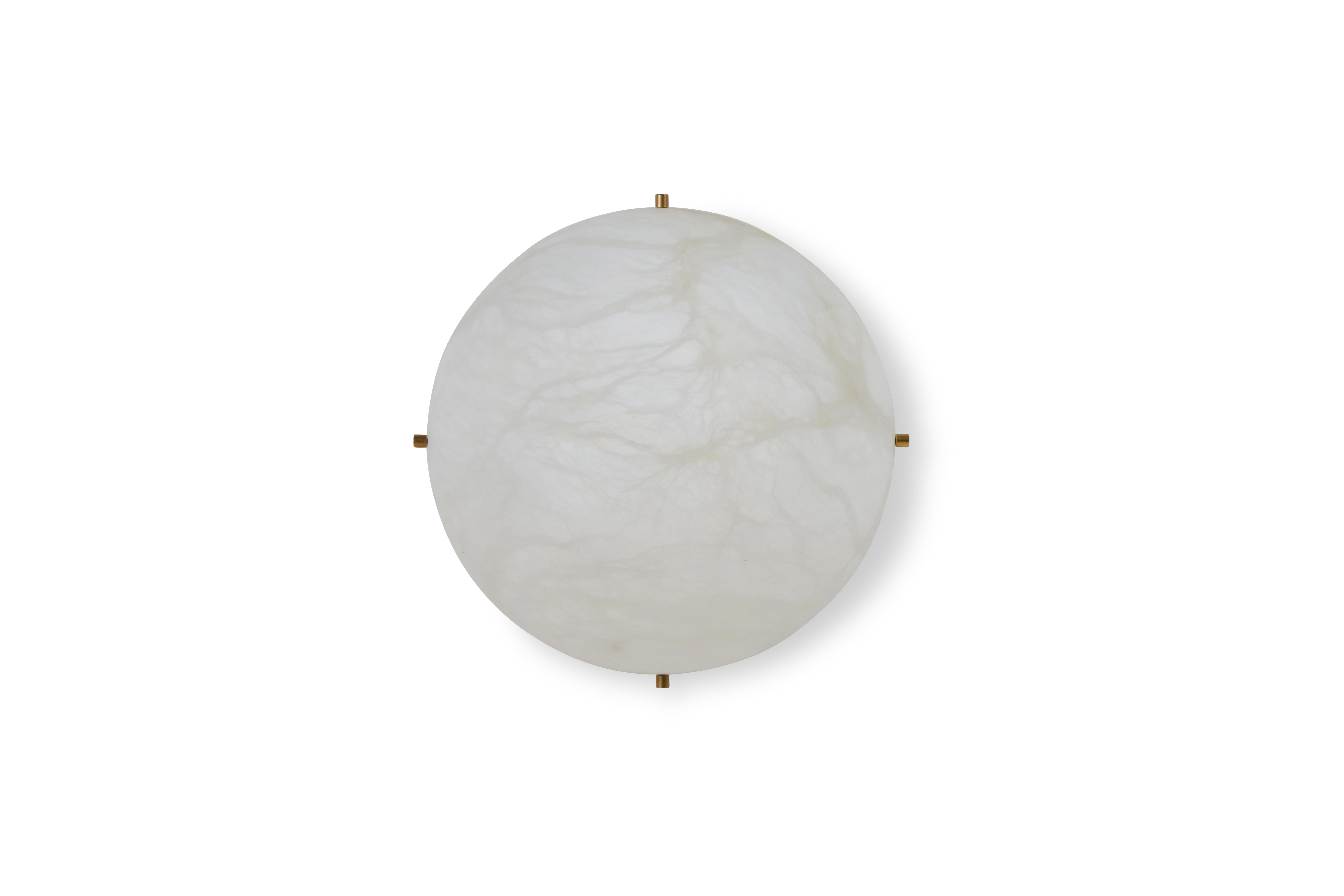 Metal Large 'Moon 4' Alabaster Wall or Ceiling Lamp in the Manner of Pierre Chareau For Sale