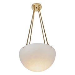Large 'Moon' Alabaster and Brass Pendant Lamp by Denis de la Mesiere