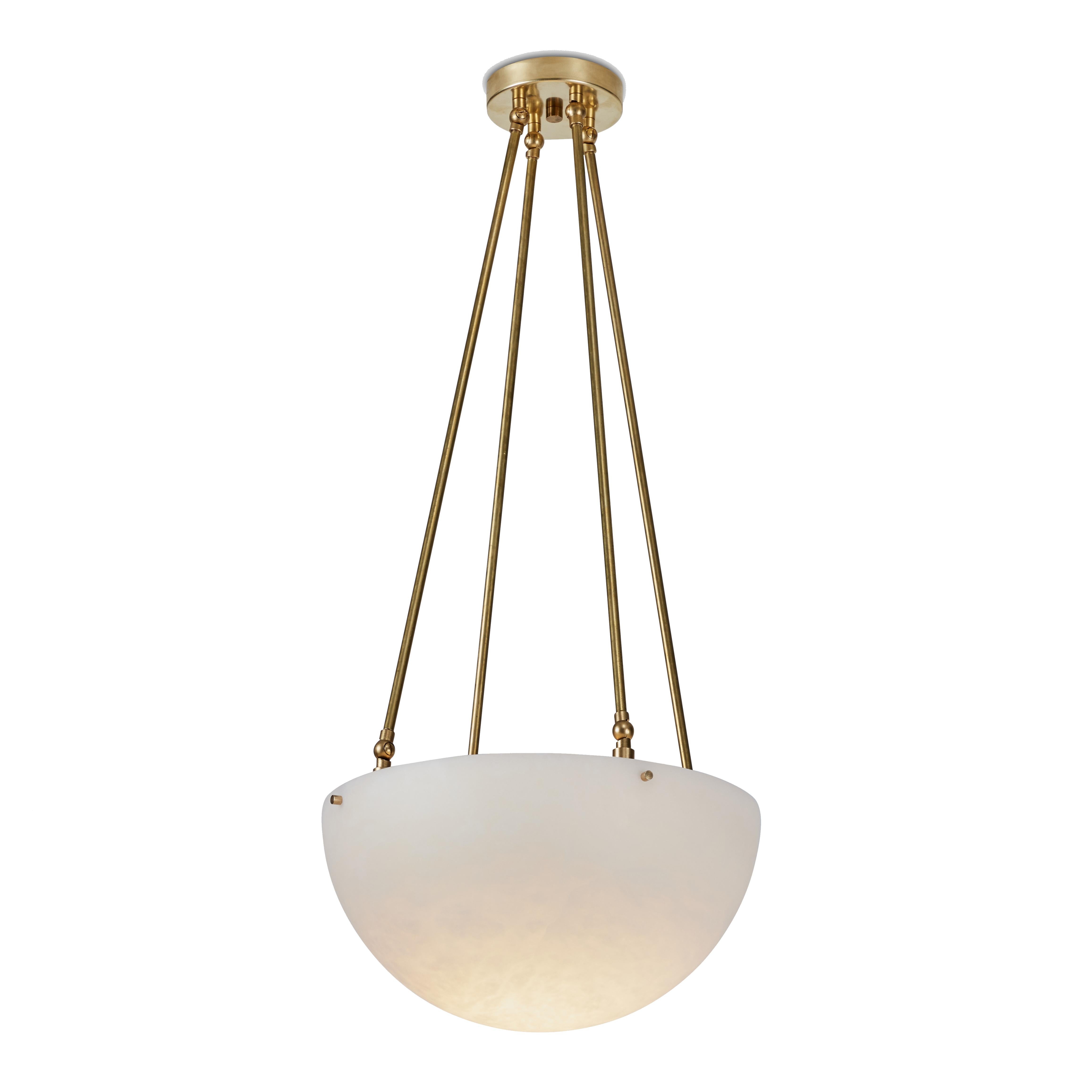 Modern Large 'Moon' Alabaster and Brass Pendant Lamp by Denis de la Mesiere For Sale