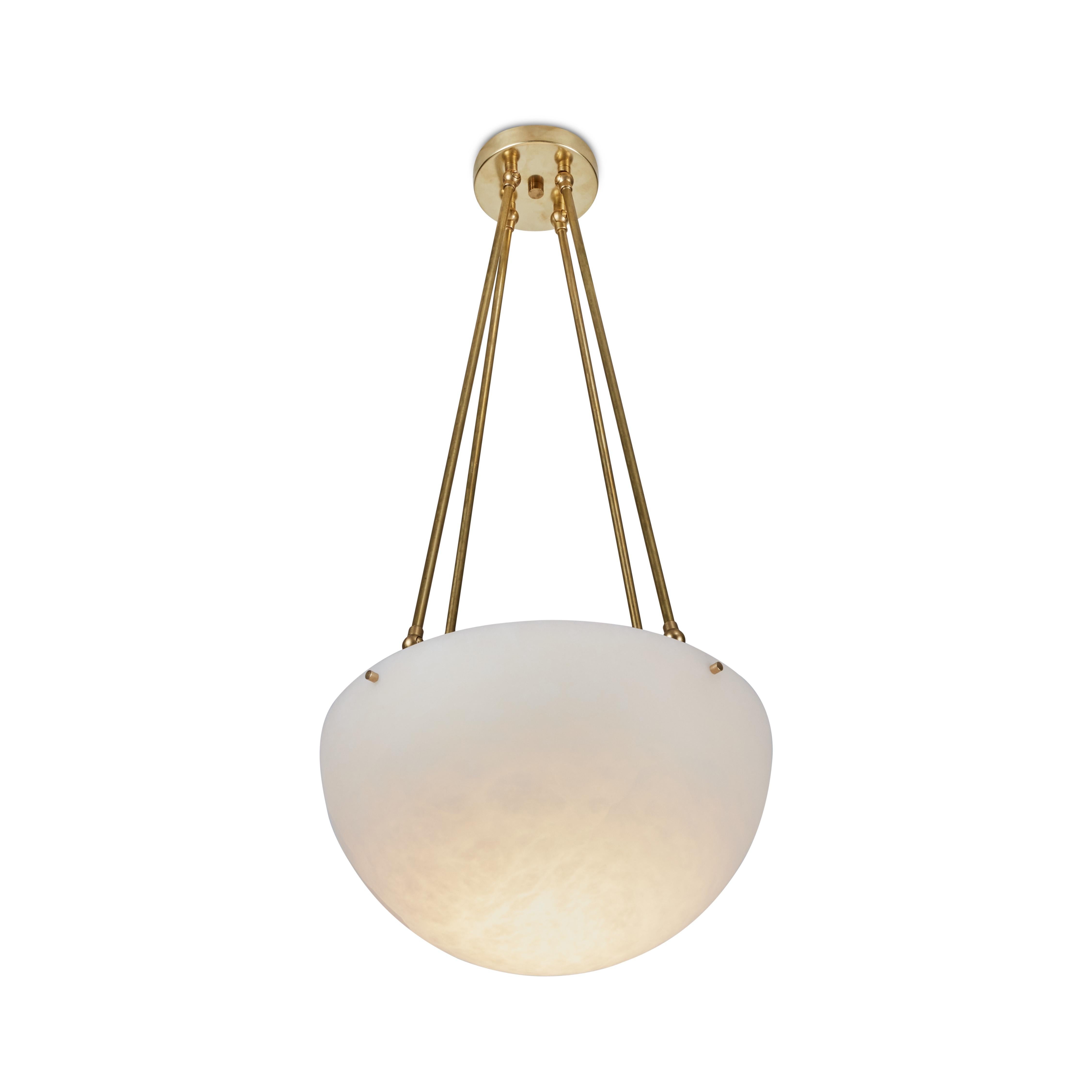 American Large 'Moon' Alabaster and Brass Pendant Lamp by Denis de la Mesiere For Sale