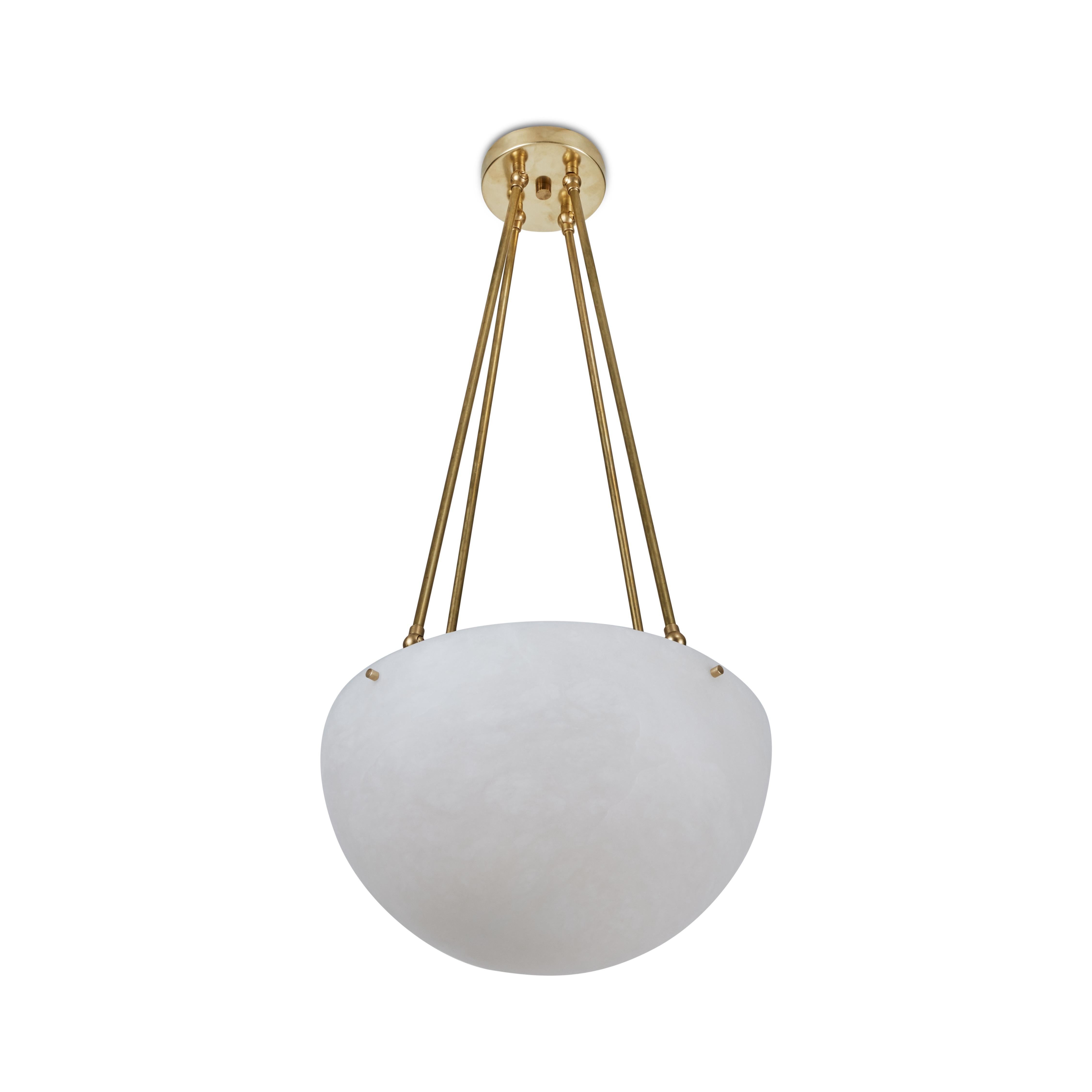 Large 'Moon' Alabaster and Brass Pendant Lamp by Denis de la Mesiere In New Condition For Sale In Glendale, CA