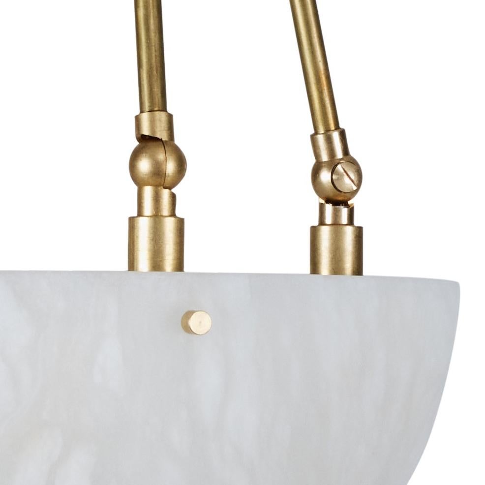 Metal Large 'Moon' Alabaster and Brass Pendant Lamp by Denis de la Mesiere For Sale