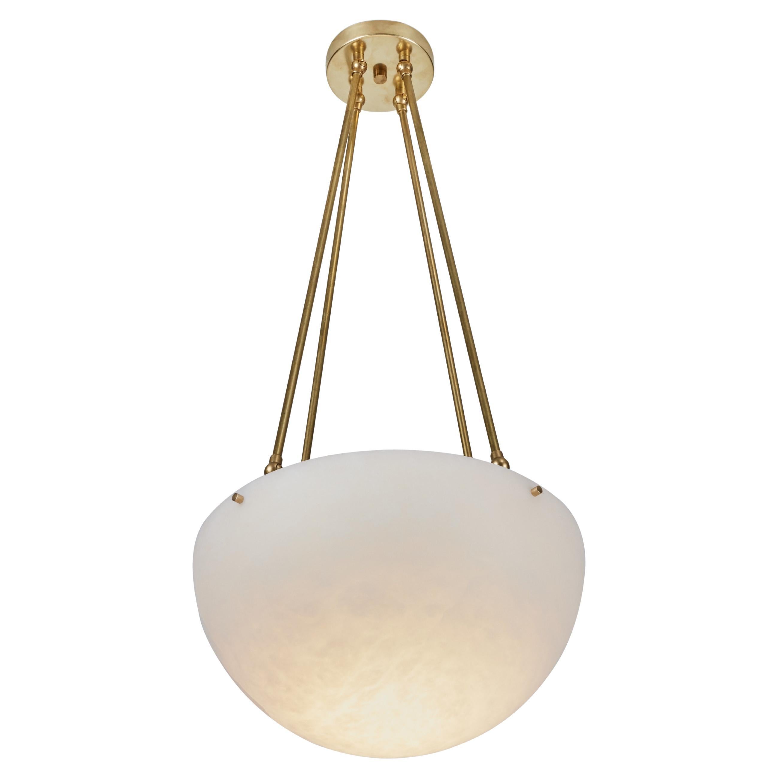 Large 'Moon' Alabaster and Brass Pendant Lamp by Denis de la Mesiere