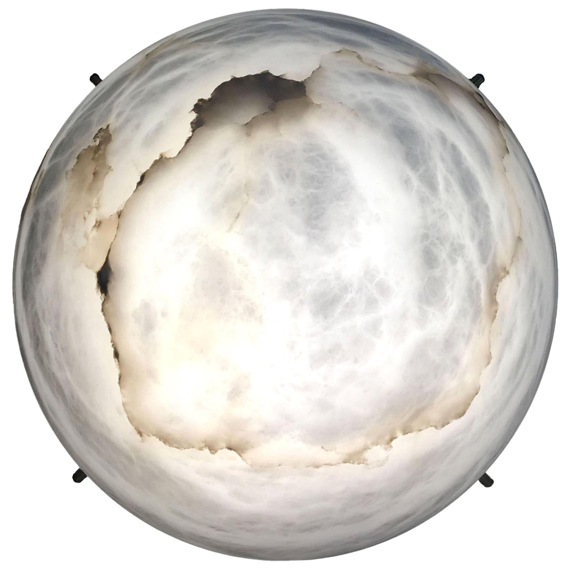 Large 'Moon' Alabaster Wall or Ceiling Lamp in the Manner of Pierre Chareau