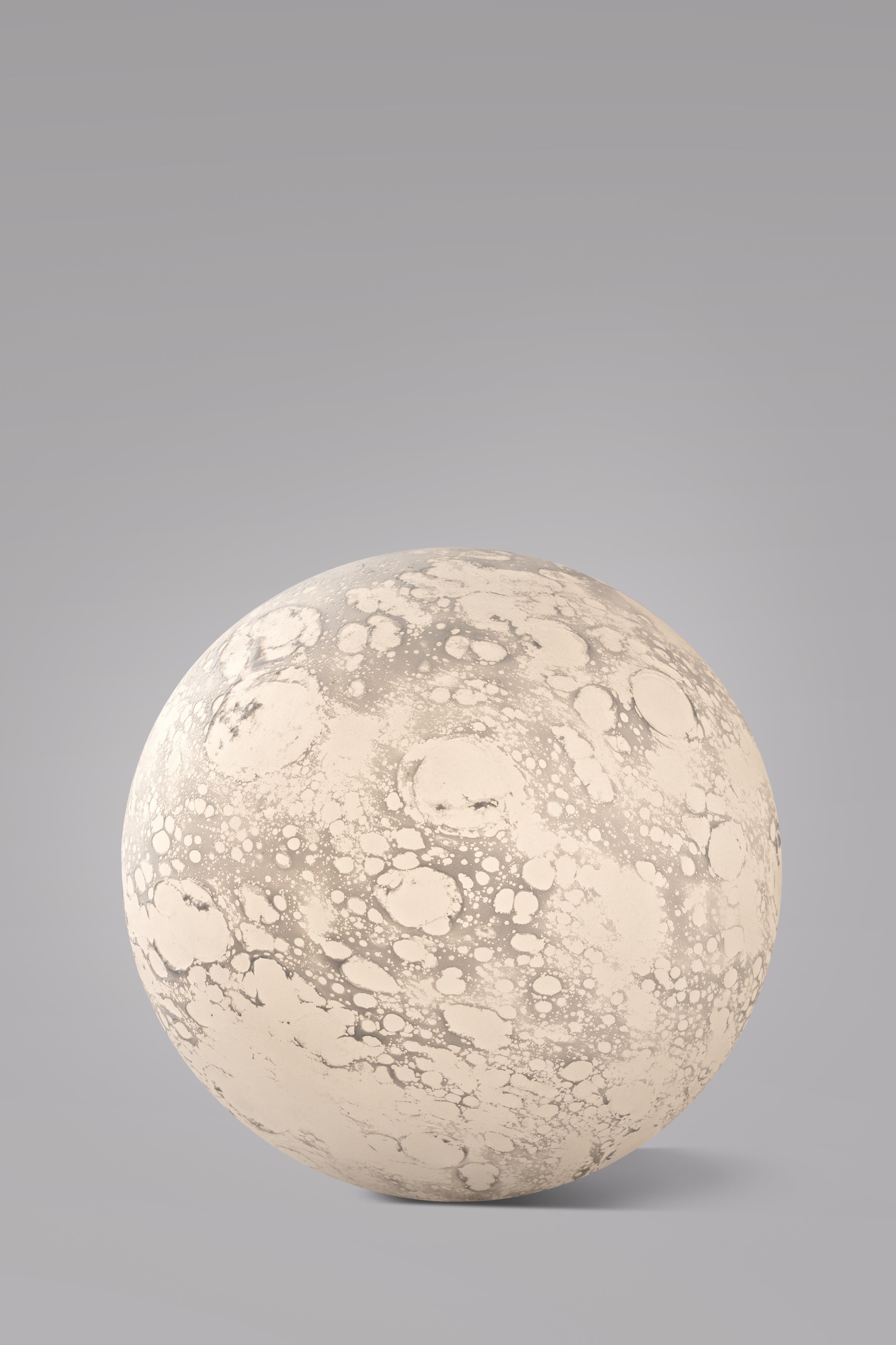 French Large Moon Blown Glass Table Lamp, Sculpted by Ludovic Clément d’Armont For Sale