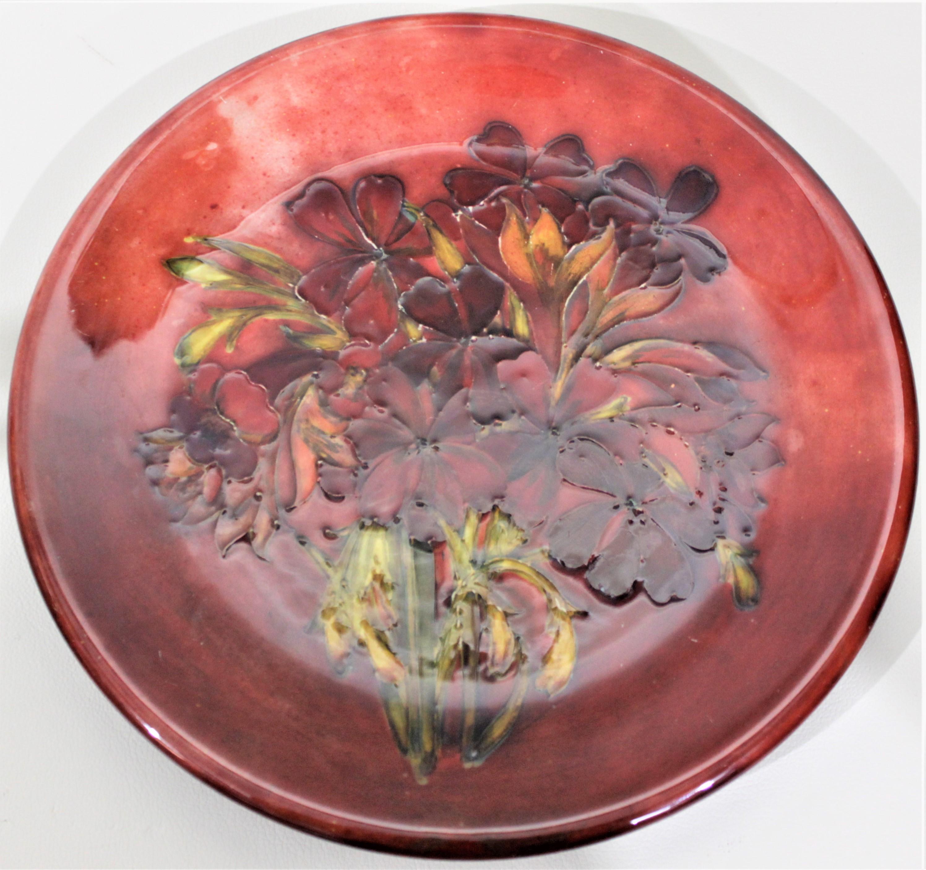 Art Nouveau Large Moorcroft Flambe 'Spring Flowers' Art Pottery Plate or Charger For Sale