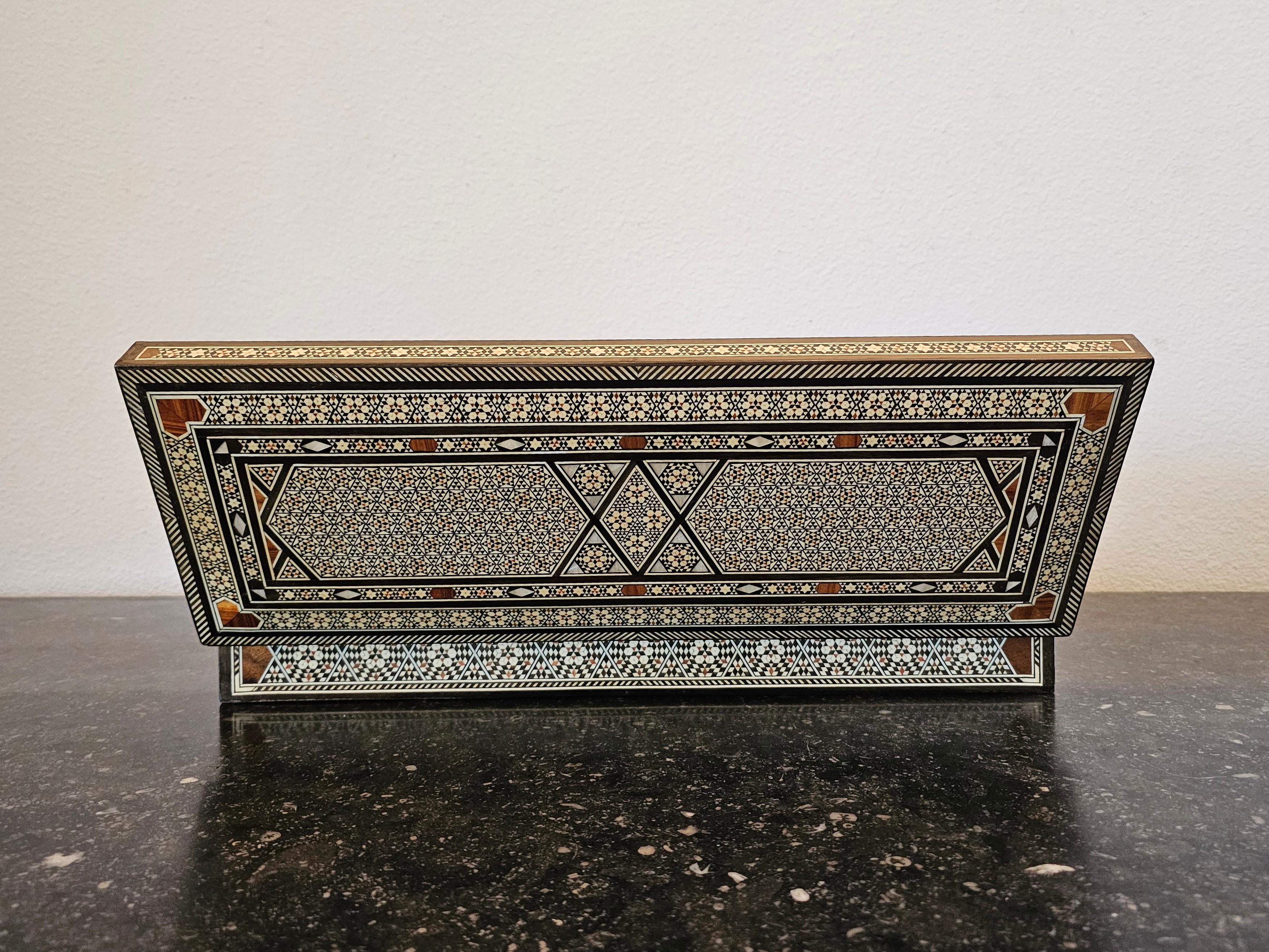 Large Moorish Arabesque Inlaid Table Box For Sale 9