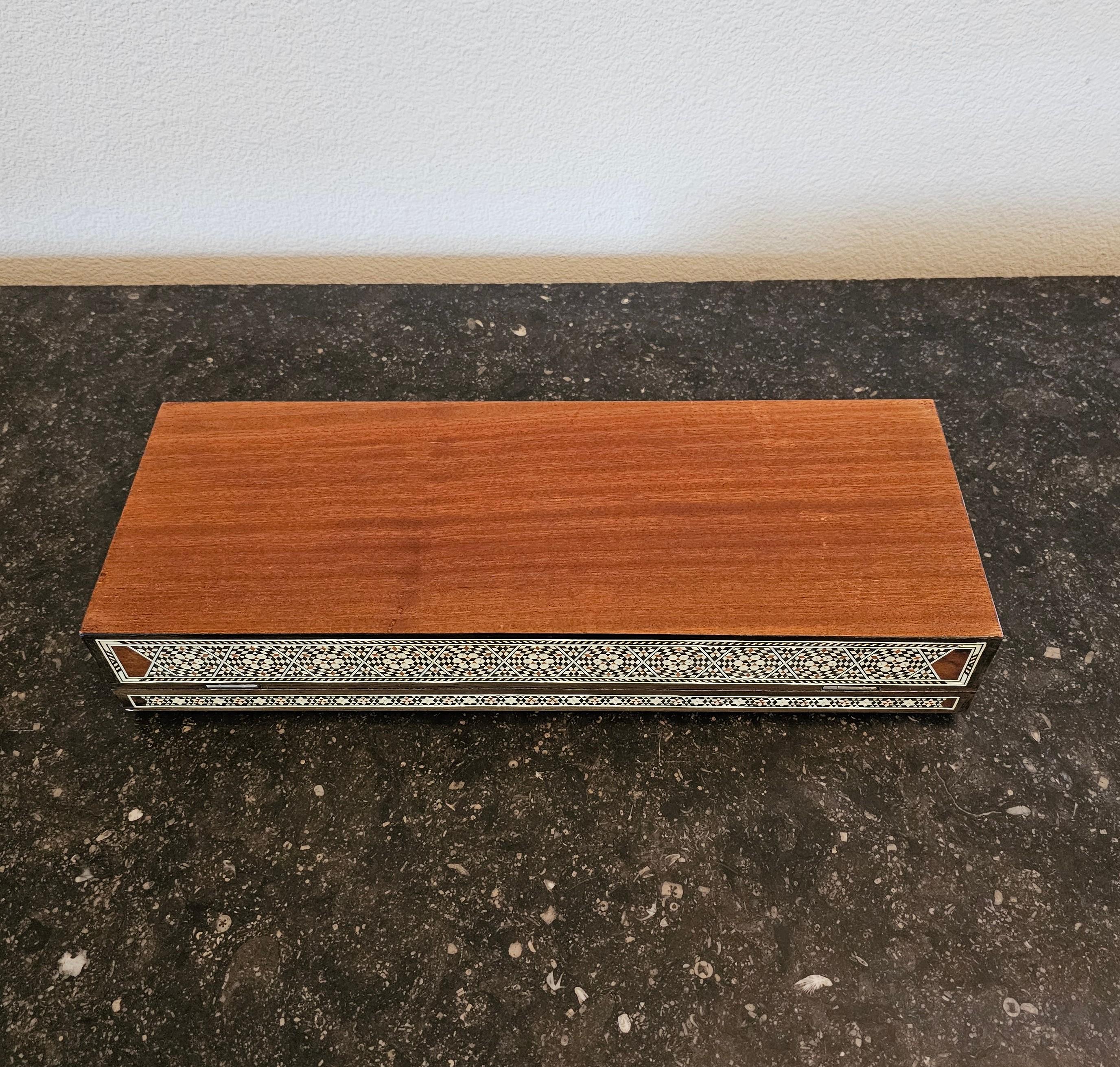 Large Moorish Arabesque Inlaid Table Box For Sale 12