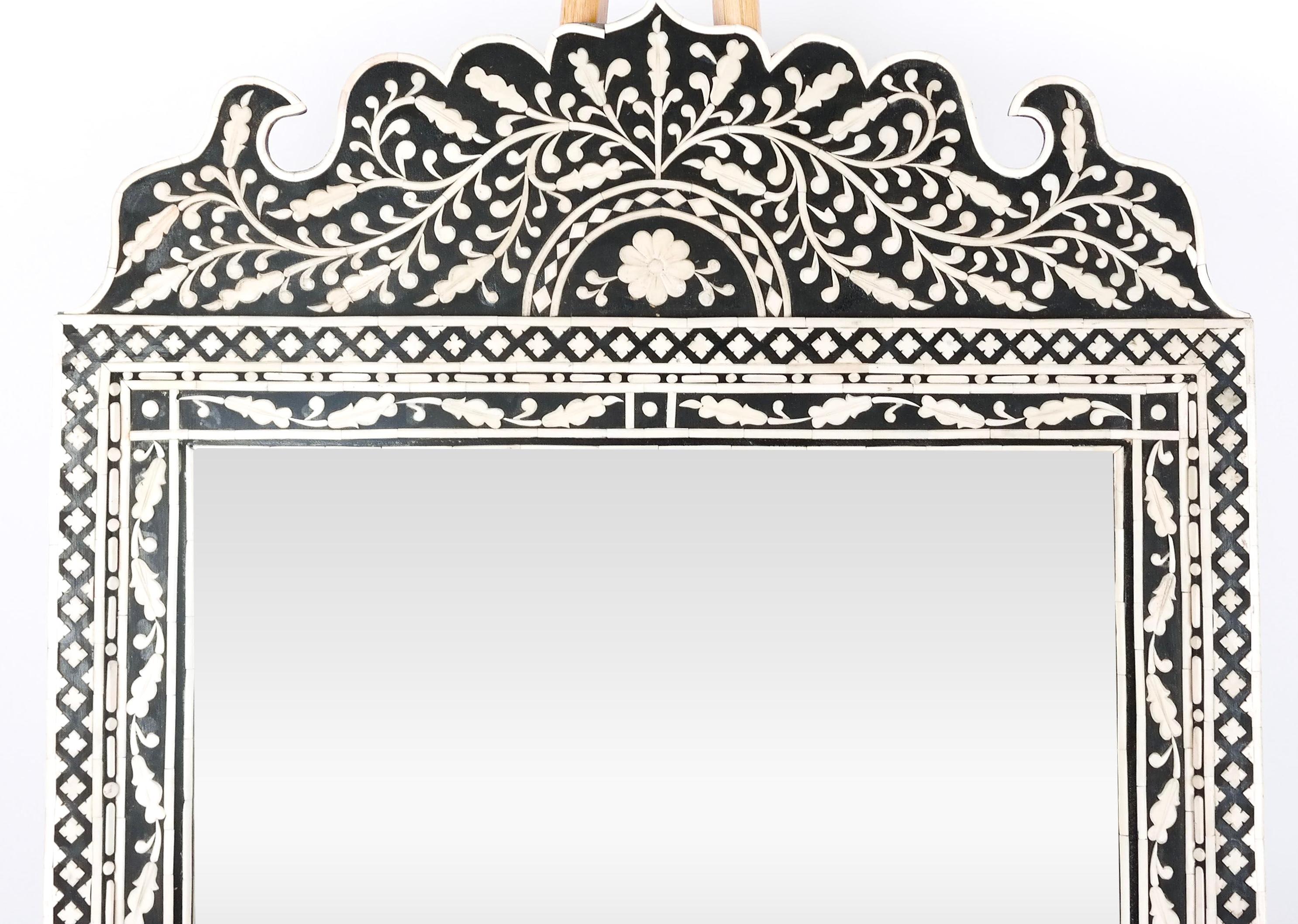 Indian Large Moorish Style Bone Inlaid Wall Mirror