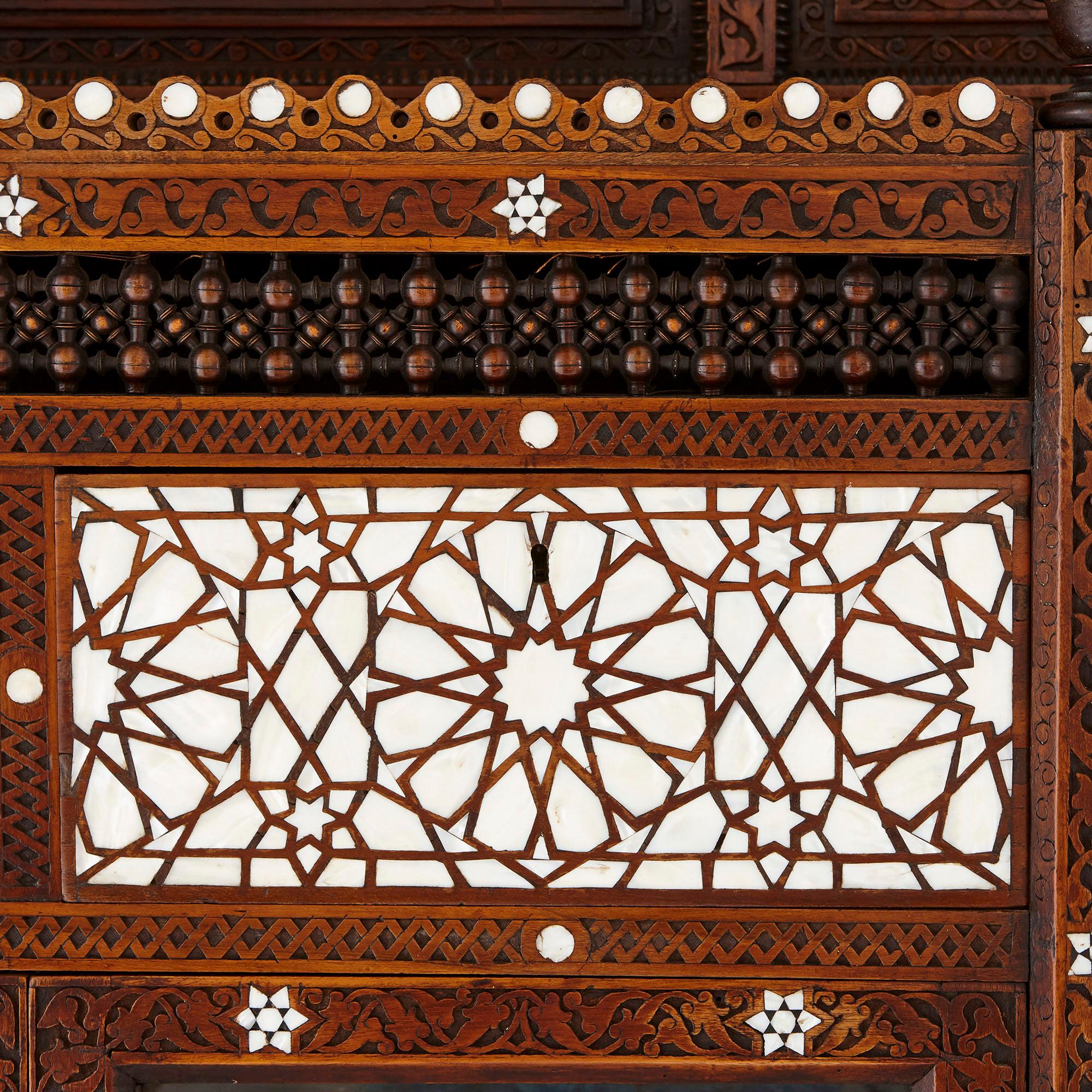 19th Century Large Moorish Style Mother of Pearl Inlaid Display Cabinet