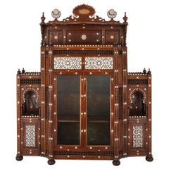 Antique Large Moorish Style Mother of Pearl Inlaid Display Cabinet