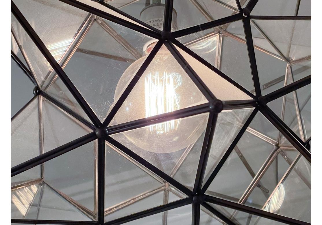 Large Moravian Bronze Finished Metal & Glass Dimensional Star Chandelier For Sale 2