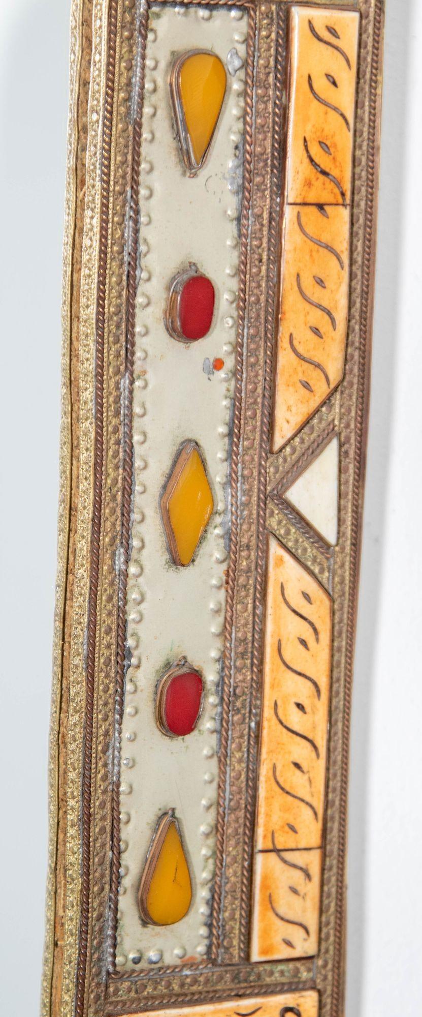 Large Moroccan Arched Mirror Bone Amber Inlaid For Sale 2