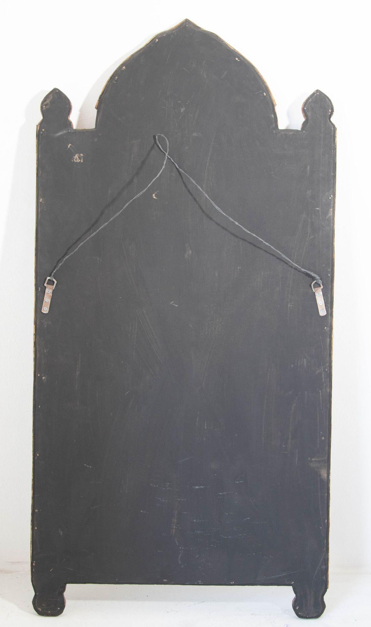 Large Moroccan Arched Mirror Bone Amber Inlaid For Sale 3