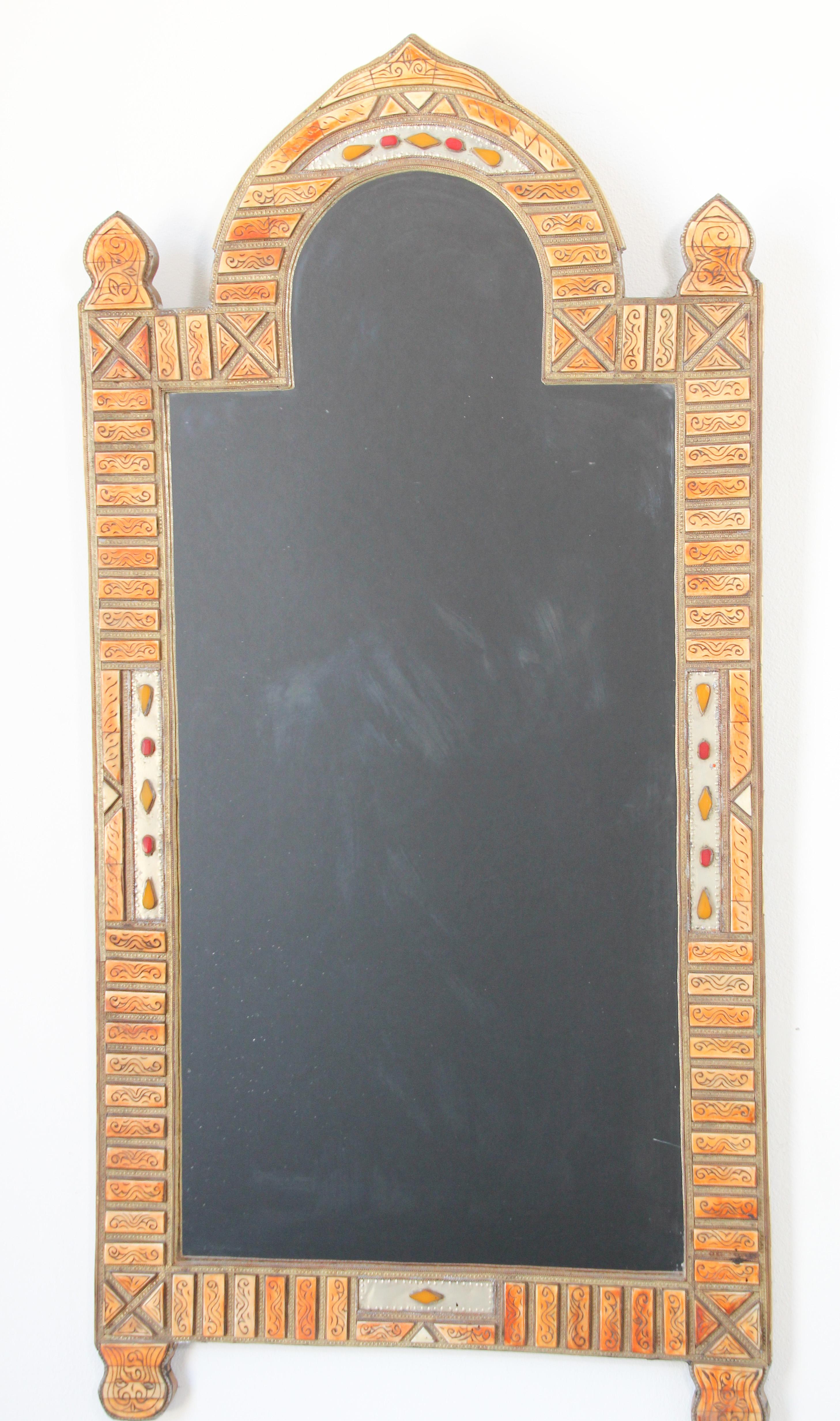 Large Moroccan Arched Moorish Mirror Inlaid For Sale 6