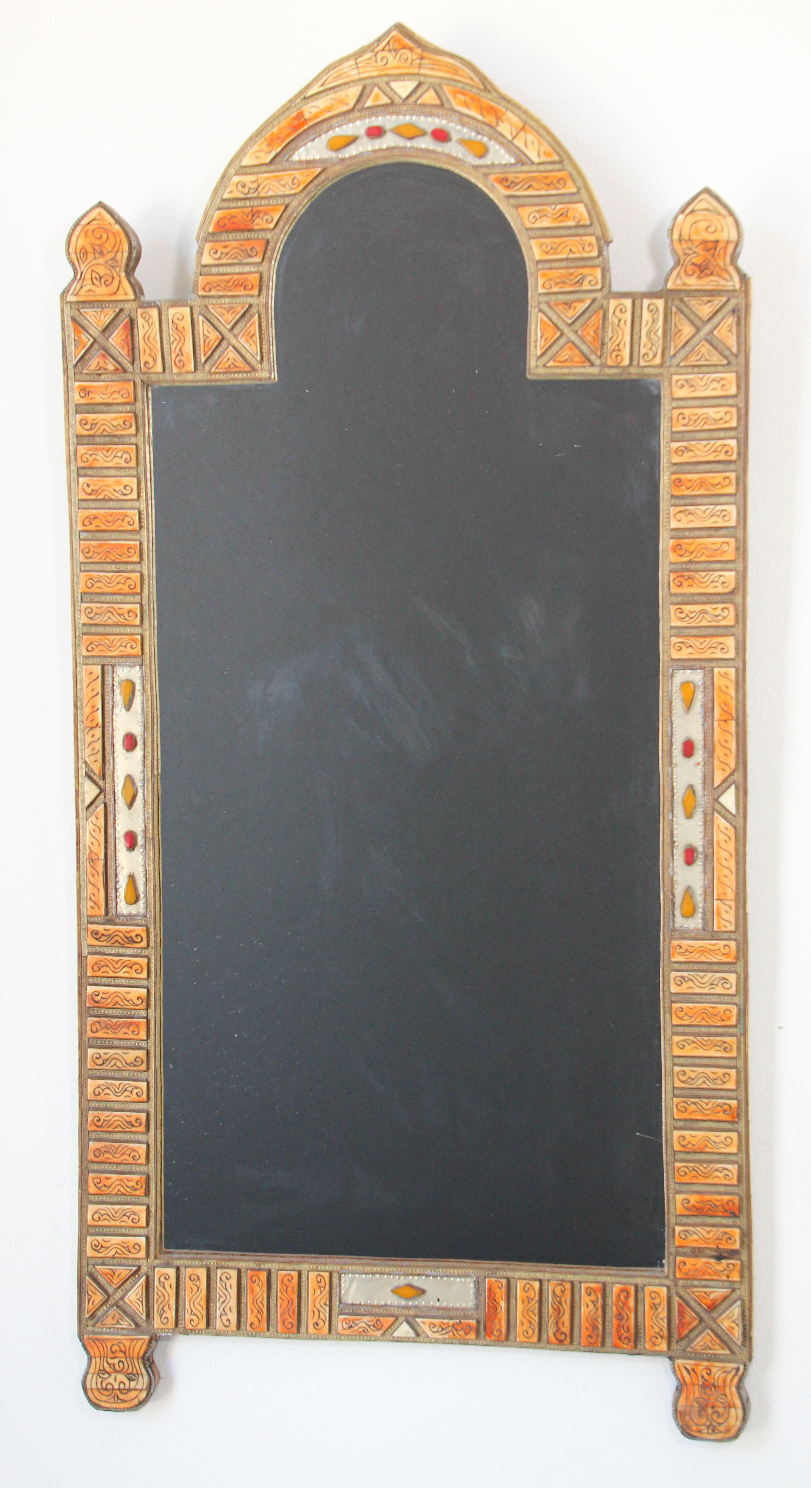 Large Moroccan Arched Moorish Mirror Inlaid For Sale 7