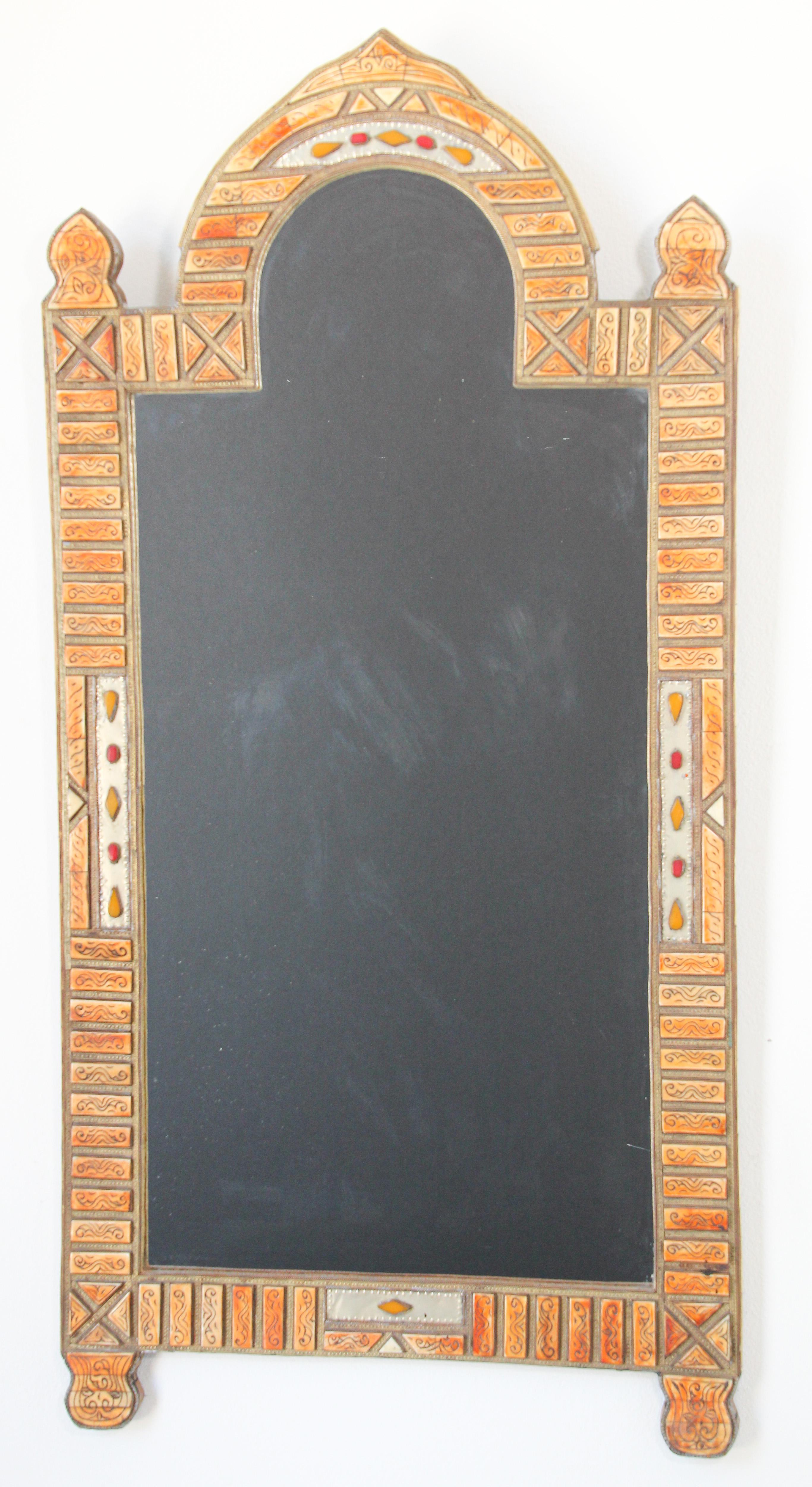 Large Moroccan Arched Moorish Mirror Inlaid For Sale 8