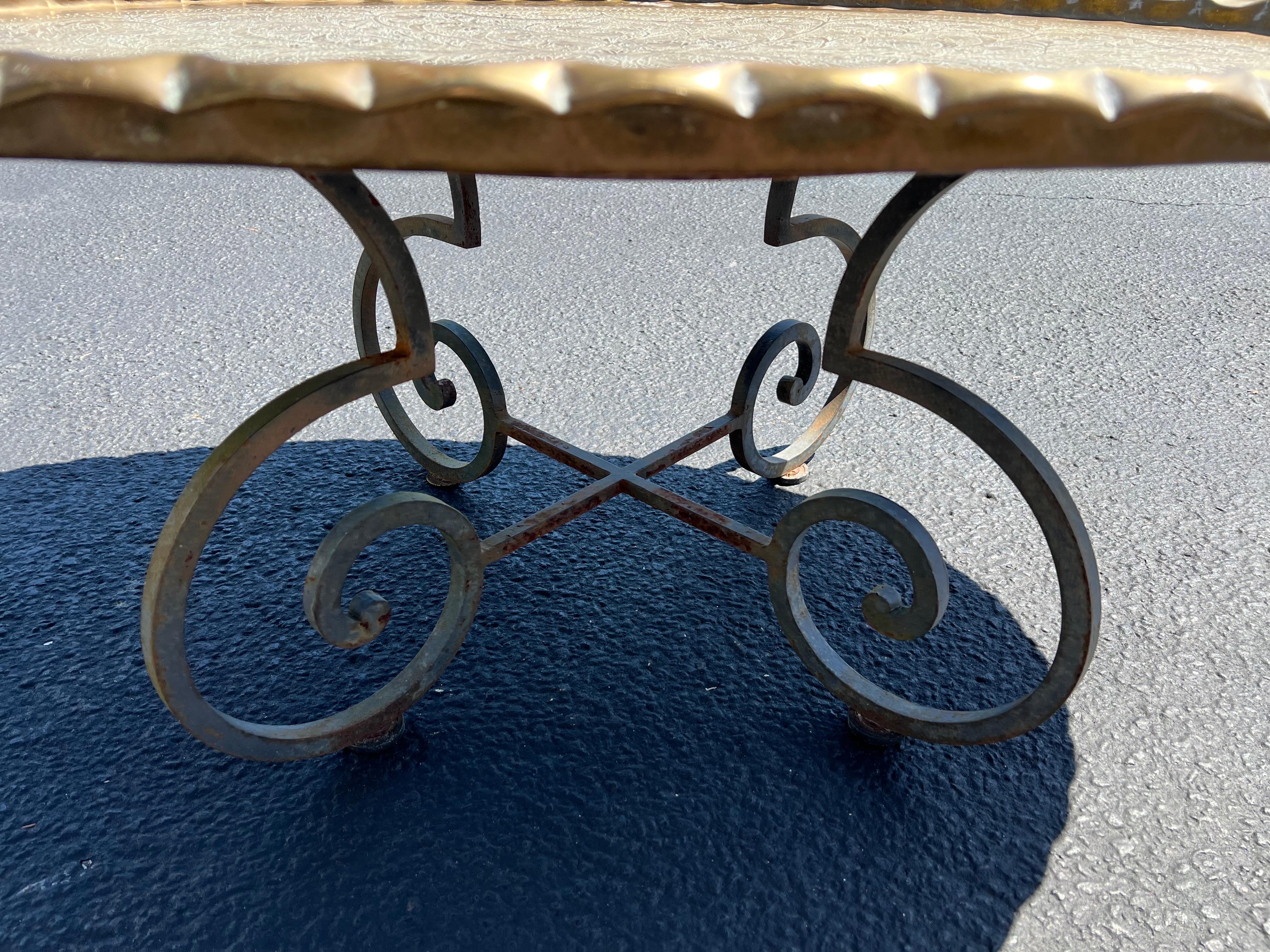 Large Moroccan Brass Tray Table 4