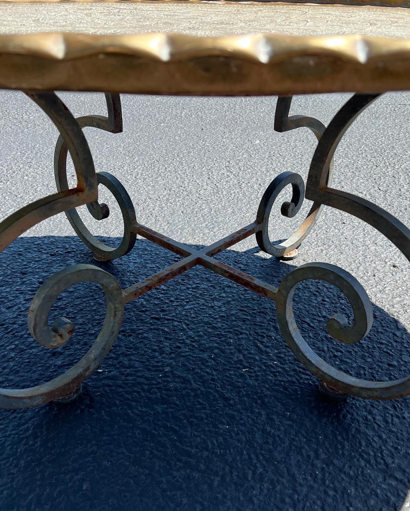 Large Moroccan Brass Tray Table 8