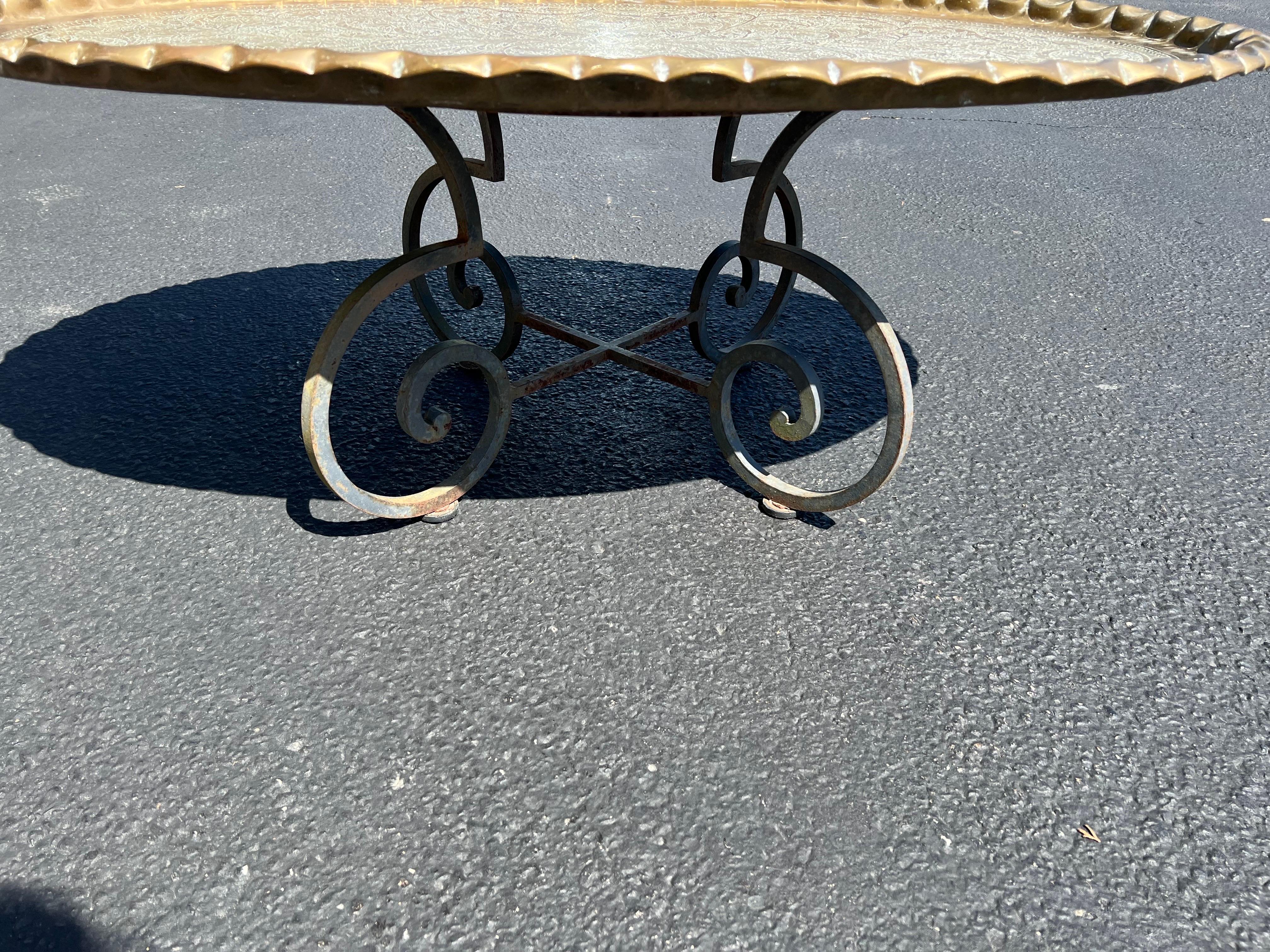 Large Moroccan Brass Tray Table 9