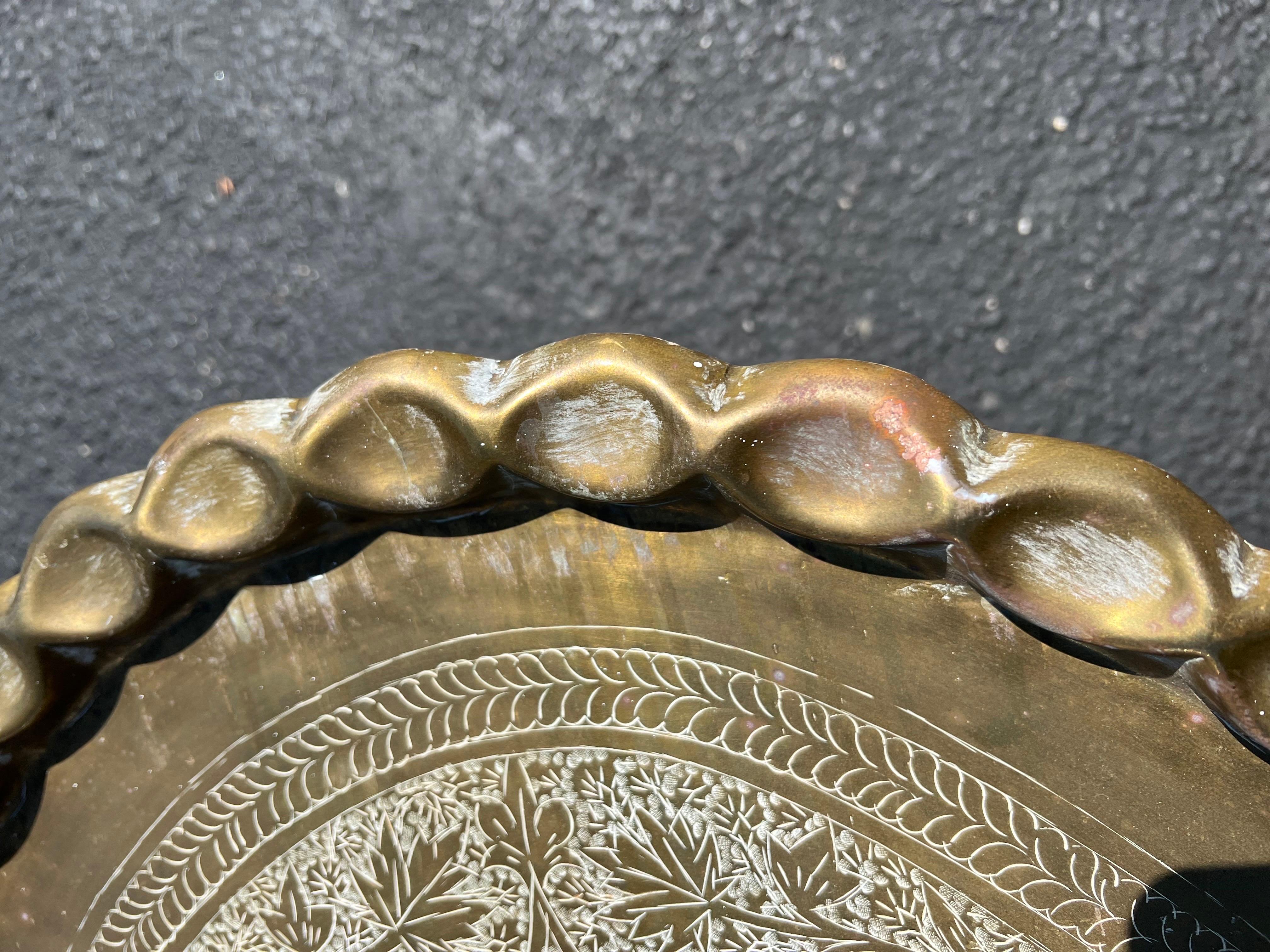 Large Moroccan Brass Tray Table 2