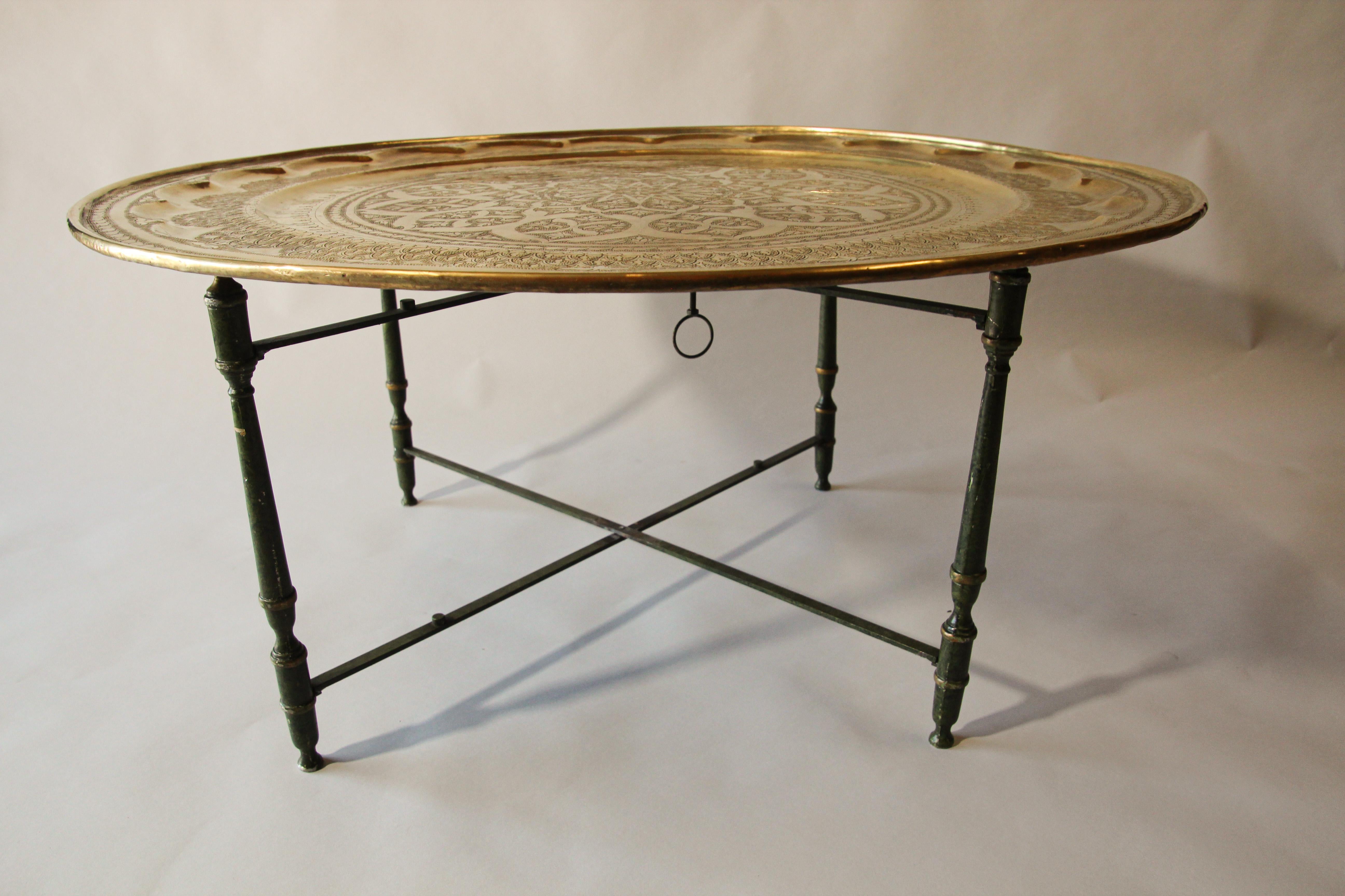 vintage moroccan brass tray table