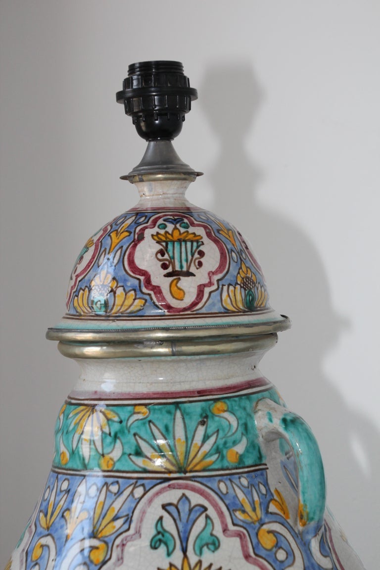 Large Moroccan Ceramic Table Lamp with Moorish Spanish Granada Design