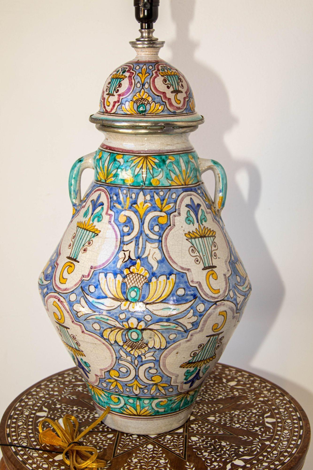 Moroccan Moorish Ceramic Table Lamp with Spanish Granada Design For Sale 11