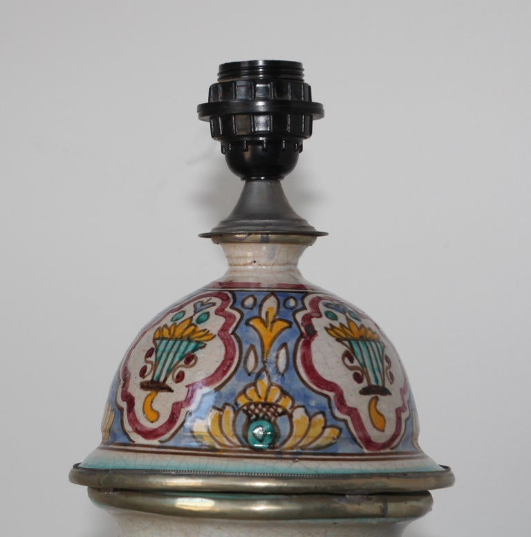 Large Moroccan Ceramic Table Lamp with Moorish Spanish Granada Design