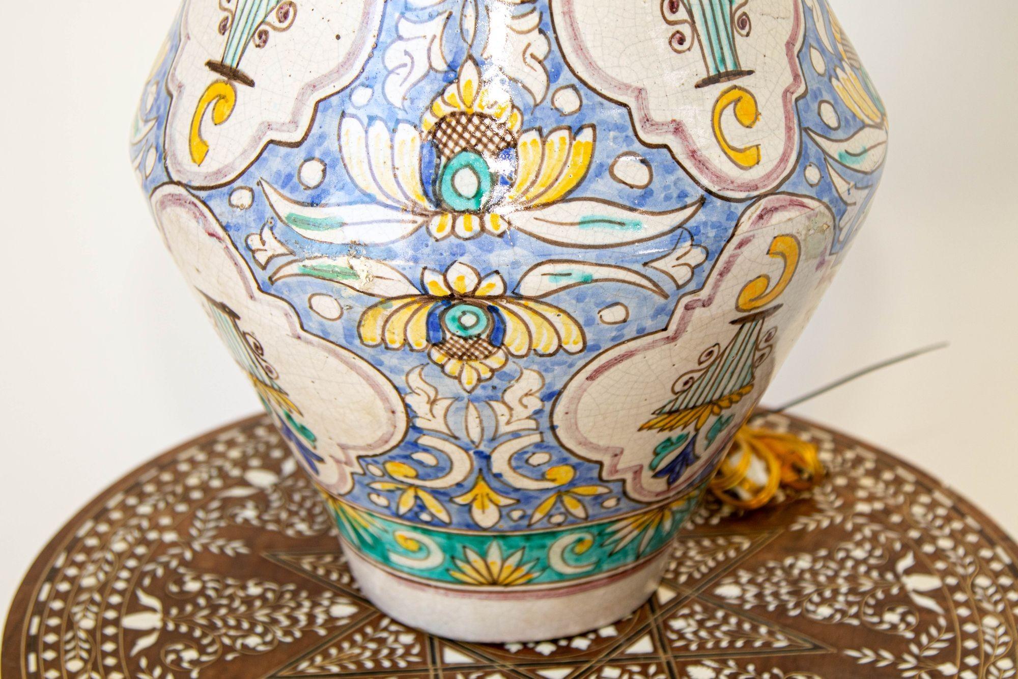 Moroccan Moorish Ceramic Table Lamp with Spanish Granada Design For Sale 1