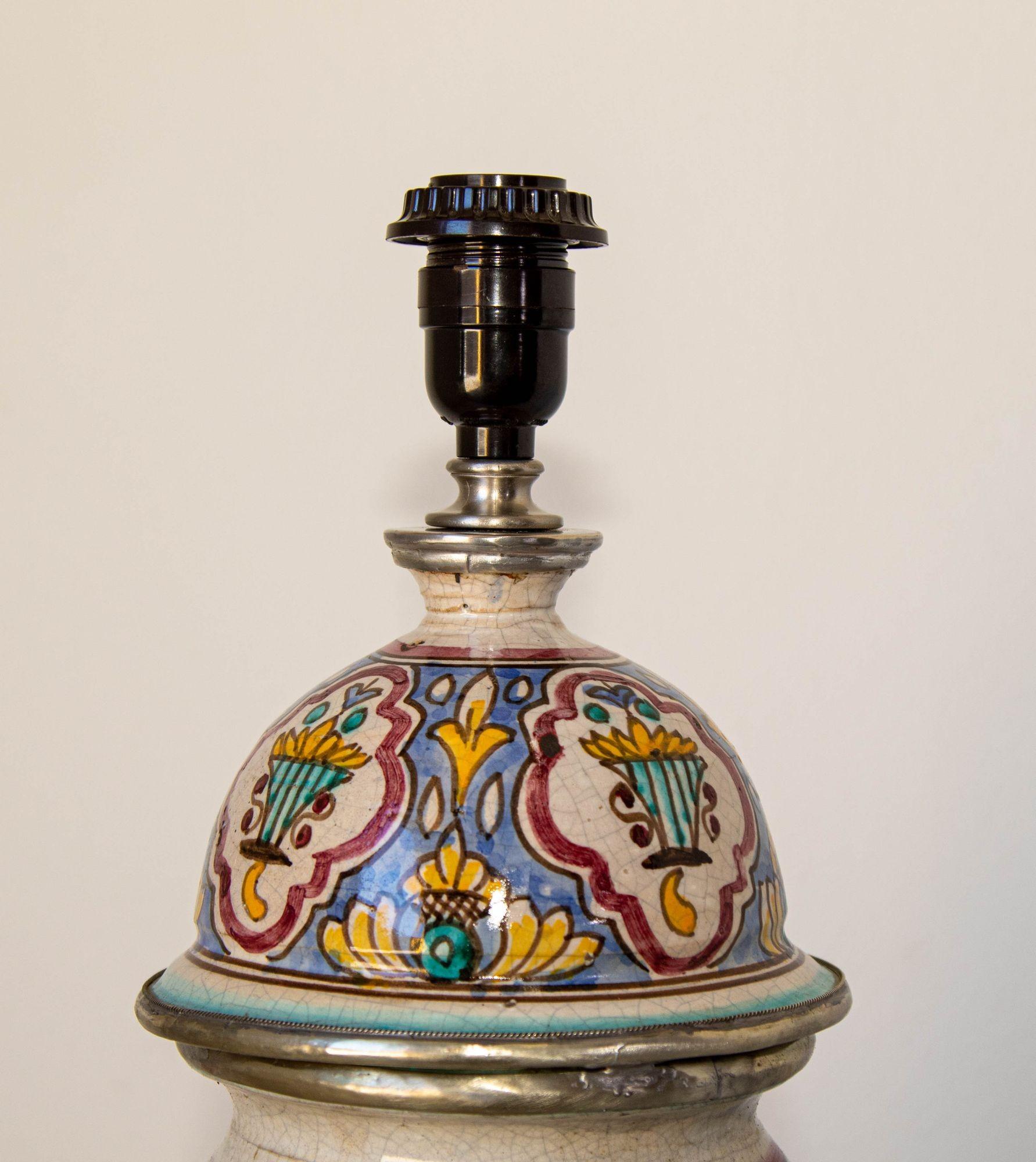 Hand-Crafted Moroccan Moorish Ceramic Table Lamp with Spanish Granada Design For Sale