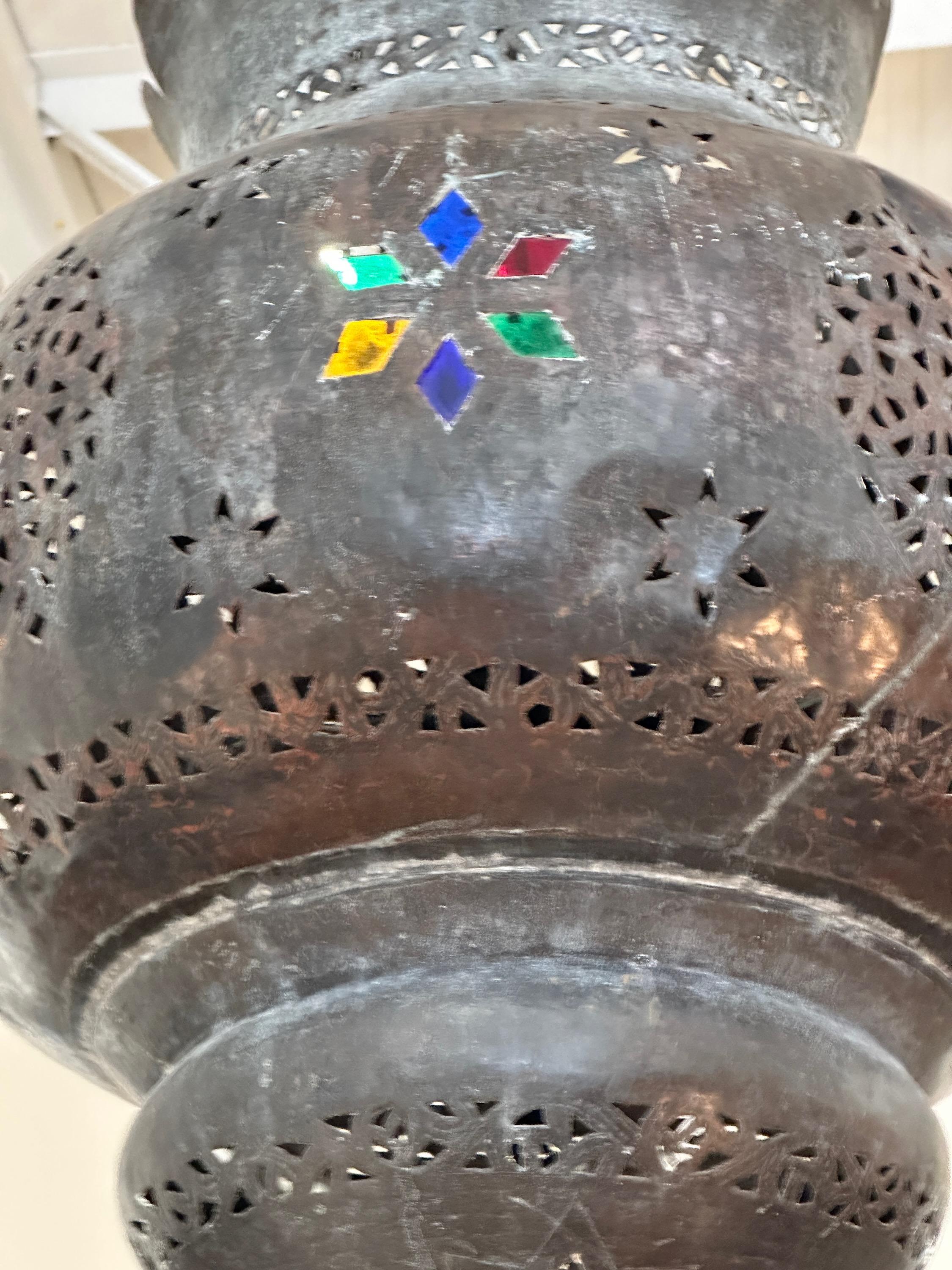 Large Moroccan Copper Lantern For Sale 7
