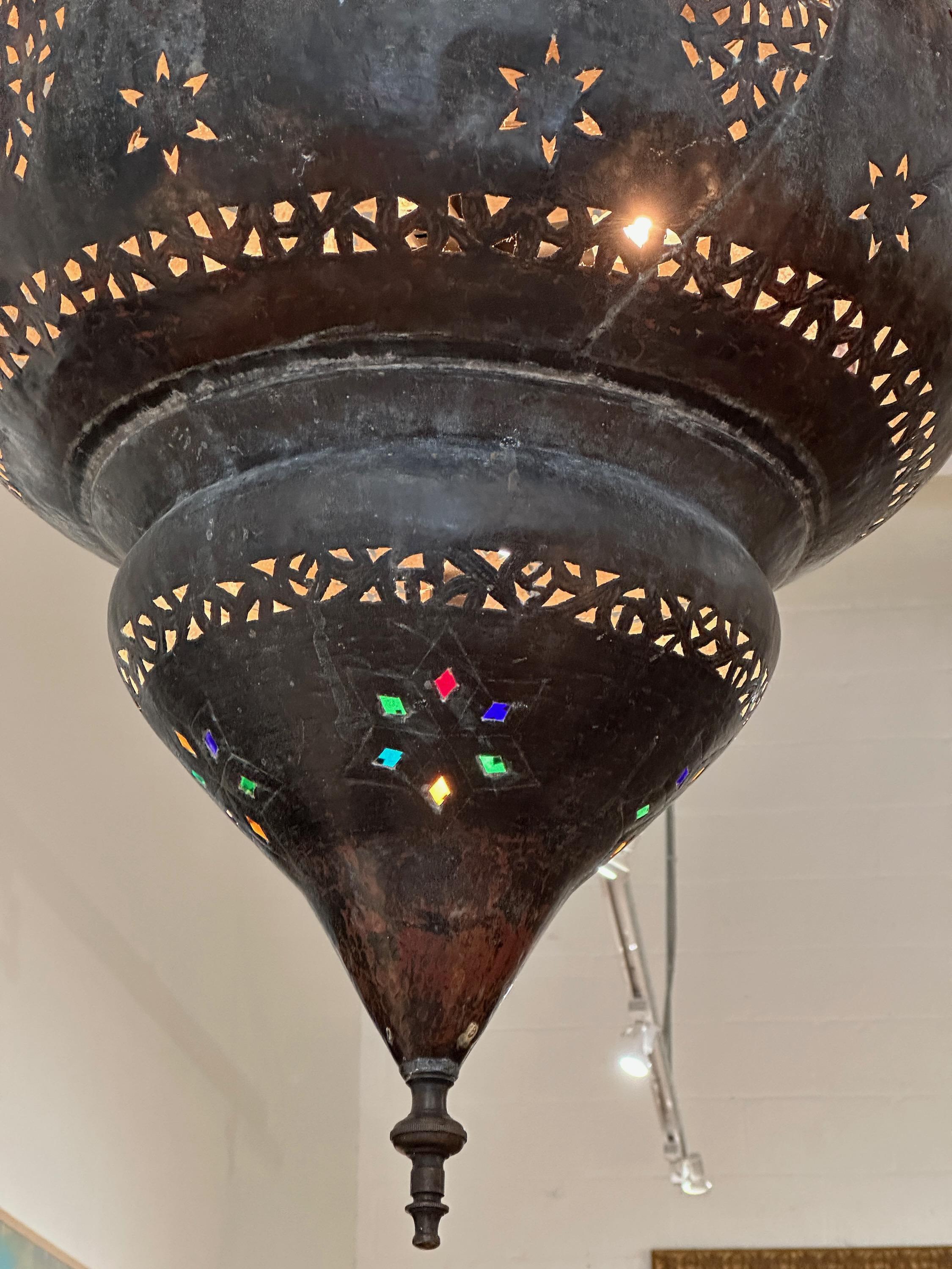 20th Century Large Moroccan Copper Lantern For Sale