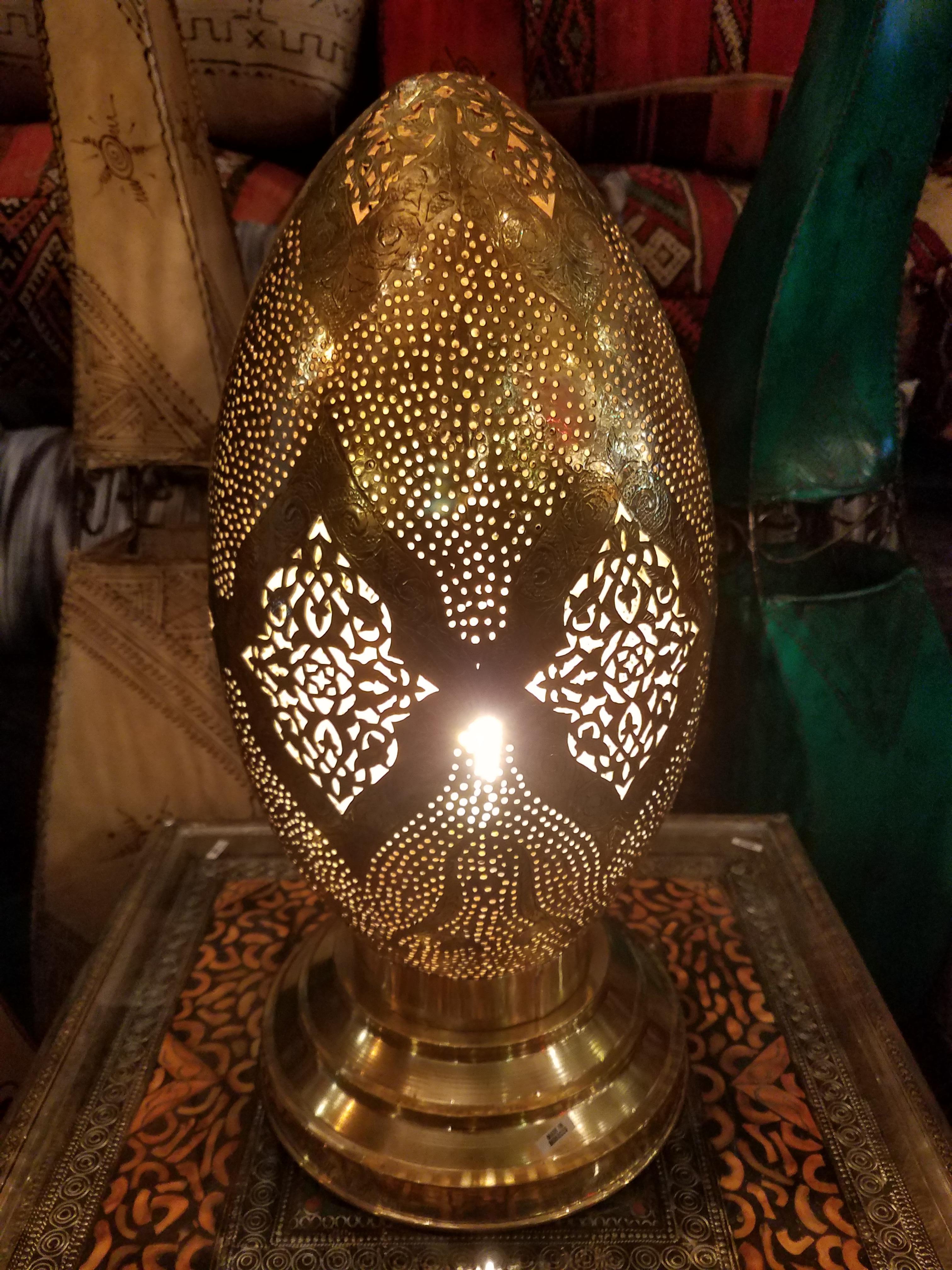 Great for use on a nightstand, side console, or even as a bathroom soft light. This beautiful Moroccan table lamp is made from pure copper, and is a serious show-stopper anywhere in your home. Each is handmade using ancient artisan methods which
