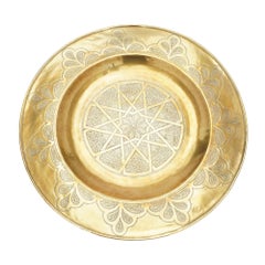 Large Moroccan engraved brass coffee tray, c. 1880-1910