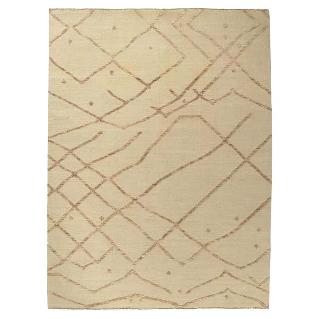 Organic Modern Moroccan Striations High-Low Rug For Sale at 1stDibs
