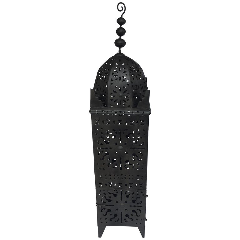 Large Moroccan Hurricane Metal Candle Lantern For Sale at 1stDibs