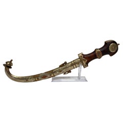 Large Moroccan Khoumaya Jambiya Dagger with Ornate Sheath, circa 1950s