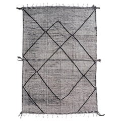 Rug Kilim Moroccan Berber Modern Flat-Woven Black White Diamond Design