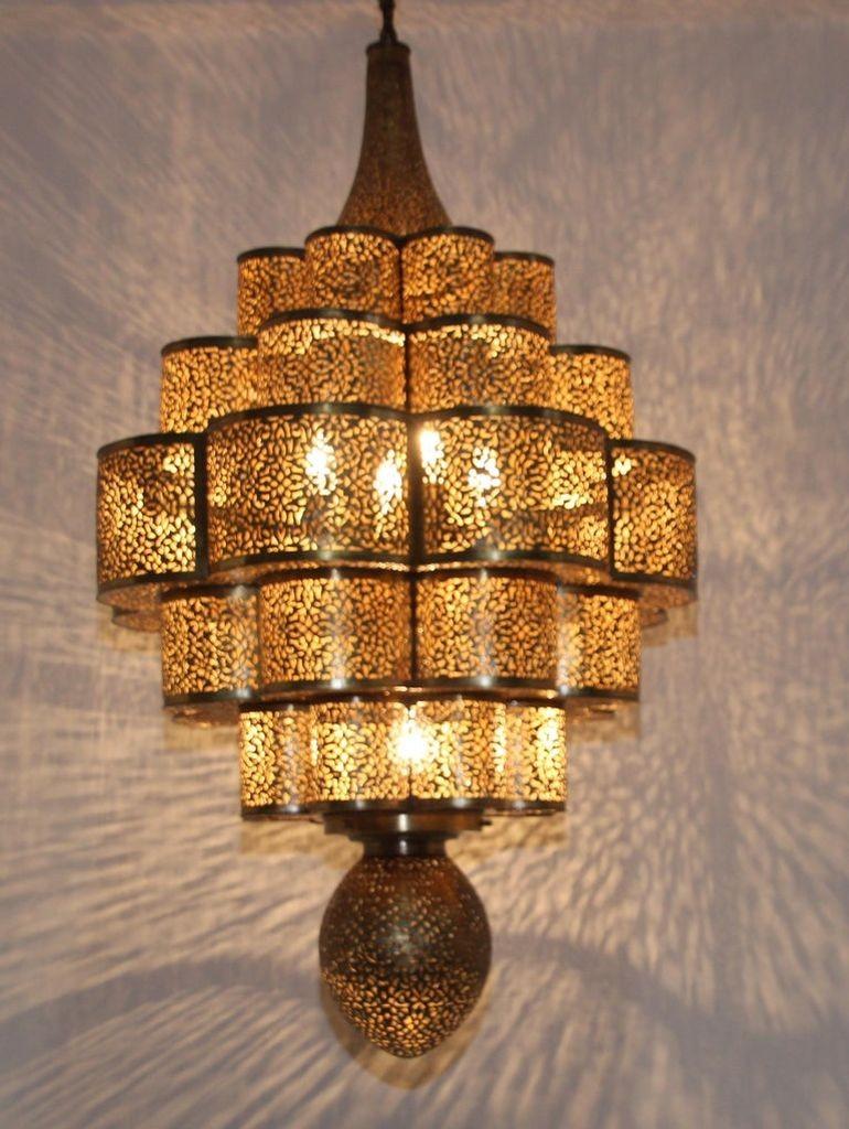 Large Moroccan Brass Chandelier Moorish Alhambra 5