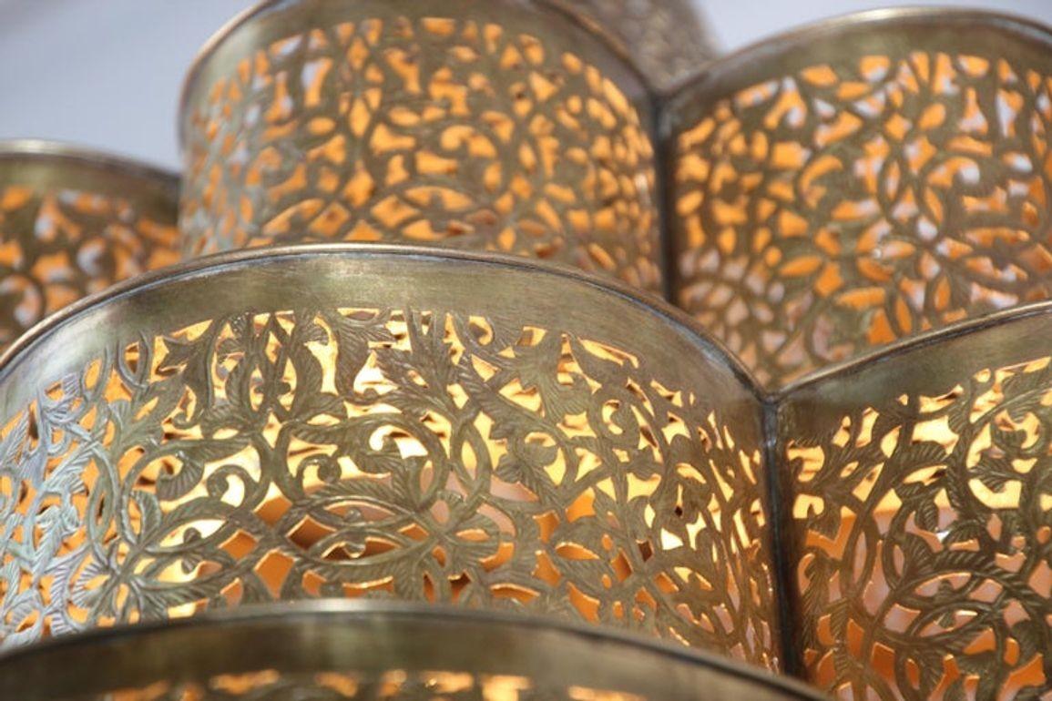 Large Moroccan Brass Chandelier Moorish Alhambra 8