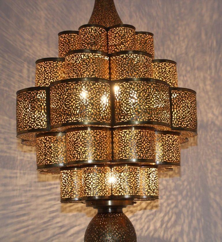 Large Moroccan Brass Chandelier Moorish Alhambra 12